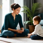 아동심리학 공부 시작 가이드 - "A deeply empathetic and warm scene featuring an adult woman (representing a parent figure) and a ch...