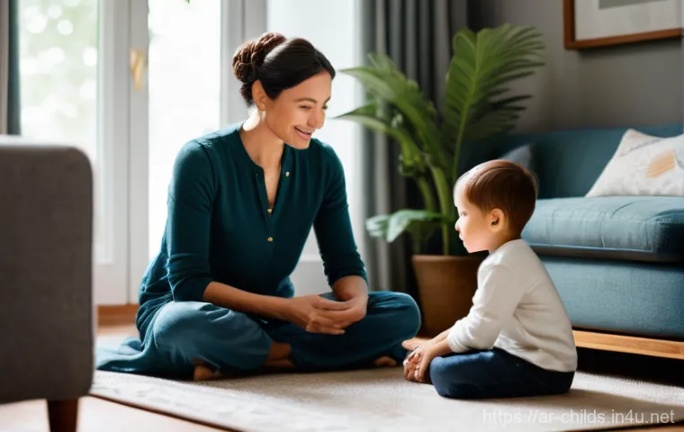 아동심리학 공부 시작 가이드 - "A deeply empathetic and warm scene featuring an adult woman (representing a parent figure) and a ch...